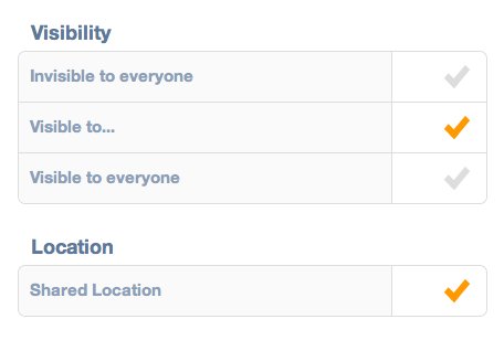 Privacy and visibility settings