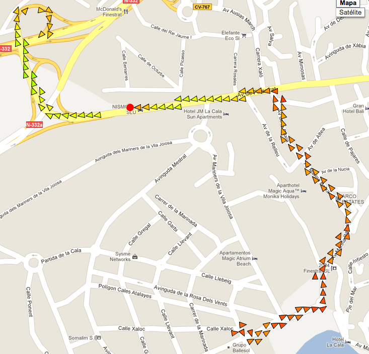 Map with traffic markers